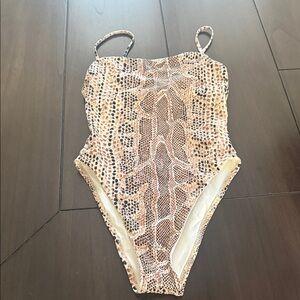 Vitamin A Beige Snake Print One-Piece Swimsuit